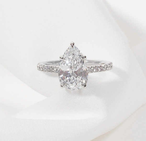 2.69 CT Pear Shape F-VS1 GIA Diamond Engagement Ring