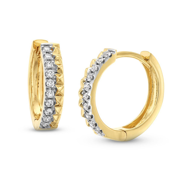 Double Row Diamond Spike Huggie Hoop Earrings
