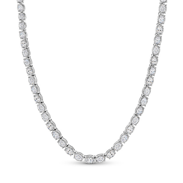 Oval Diamond Illusion Tennis Necklace