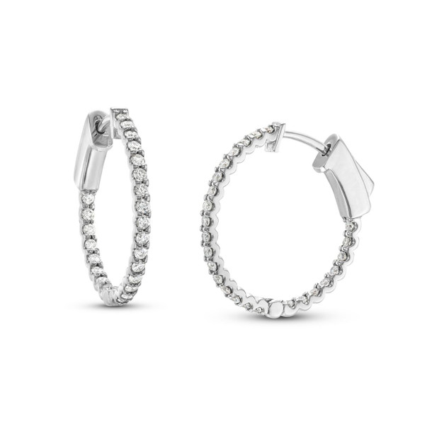 Diamond Hoops 0.75 Inch Earrings