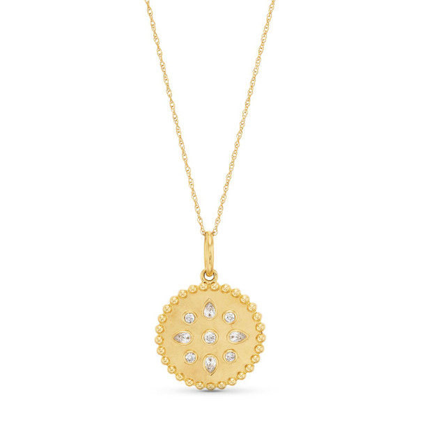 Round and Pear Diamond Bezel Pendant Necklace