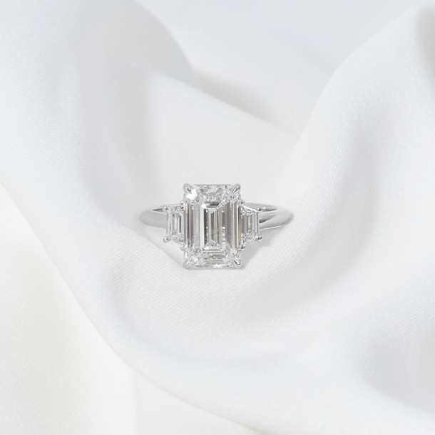 4.03 Emerald Shape G-VS1 GIA Diamond Engagement Ring