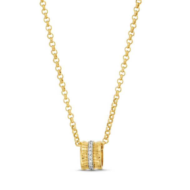 Three Row Texture Diamond Pendant Necklace