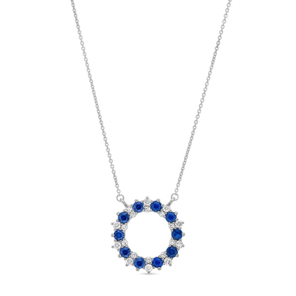 Sapphire & Diamond Alternating Circle Pendant Necklace
