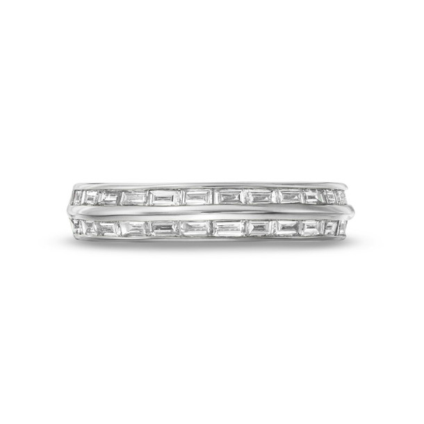 Double Row Baguette Channel Diamond Wedding Band