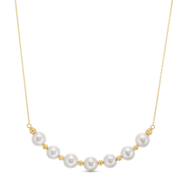 Pearl & Gold Ball Alternating Necklace