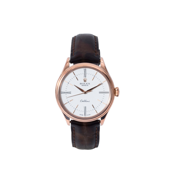 Rolex Cellini 39 White Dial Watch | Rose Gold