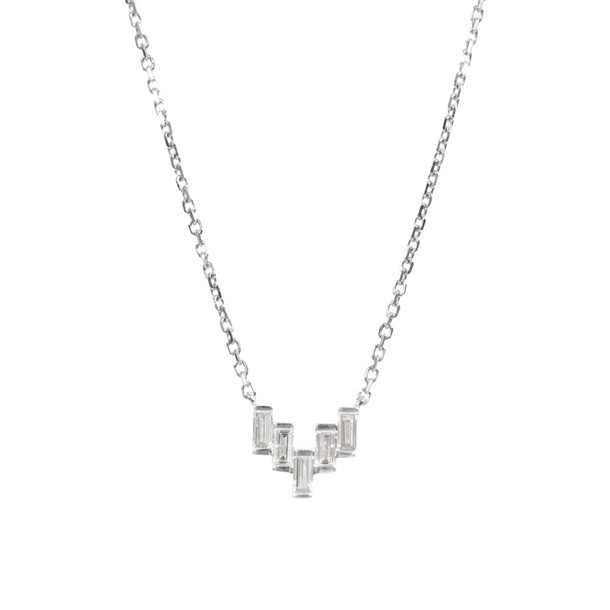 Baguette Diamond Offset White Gold Necklace