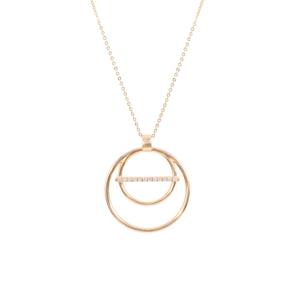 Circle Bar Diamond Pendant Necklace