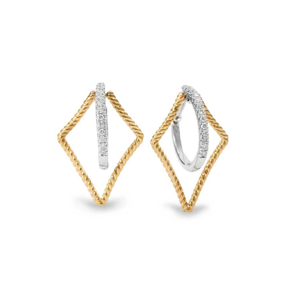 Two-Tone Geometric Drop Earrings