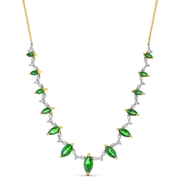 Marquise Green Emerald Diamond Necklace