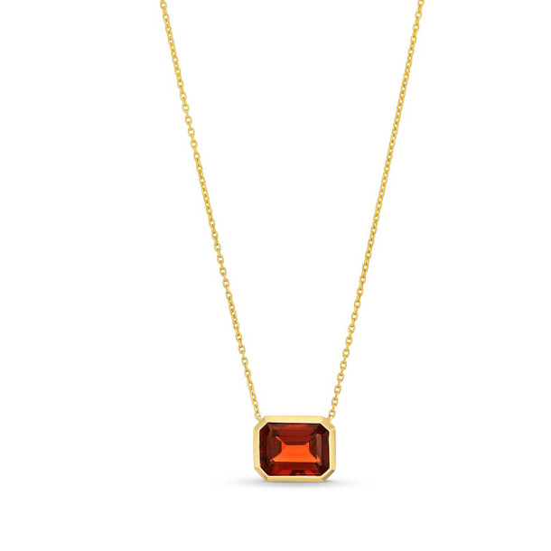 Red Garnet Bezel Pendant Necklace