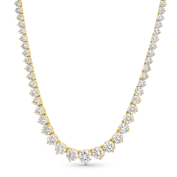 Yellow Gold Graduated Round Diamond Riviera Necklace