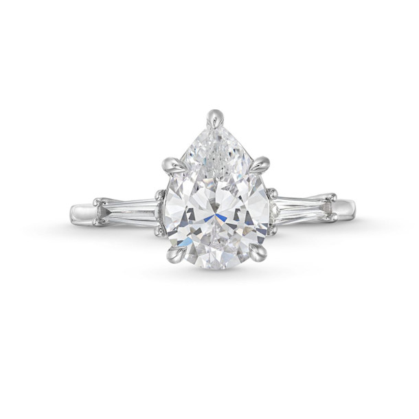 Three Stone Pear Baguette Diamond Engagement Setting By Diamonds Direct Designs