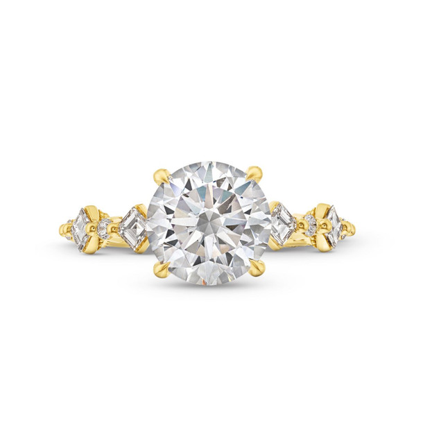 Tacori Sculpted Crescent Carre Round Diamond Engagement Setting