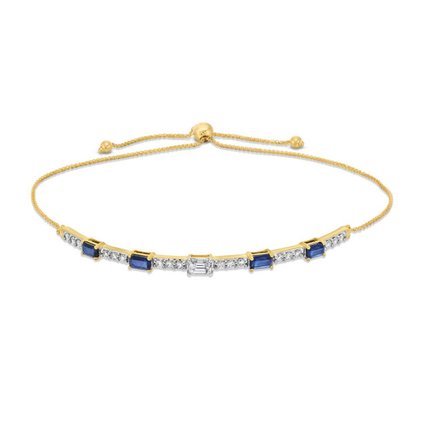 Blue Sapphire Diamond Bolo Bracelet