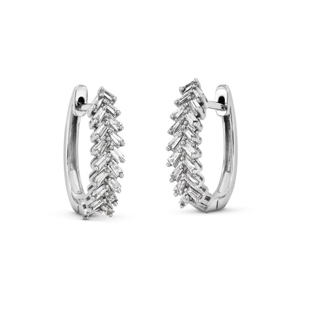 Baguette Diamond Chevron Hoop Earrings (0.50 inch)
