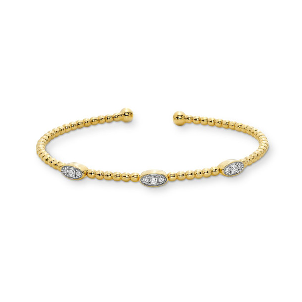 Diamond Gold Beaded Bangle Bracelet