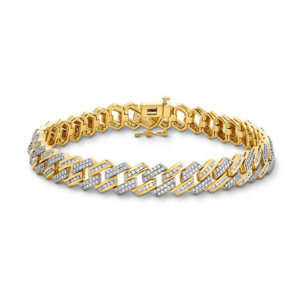 Gold Pave Diamond Cuban Link Bracelet