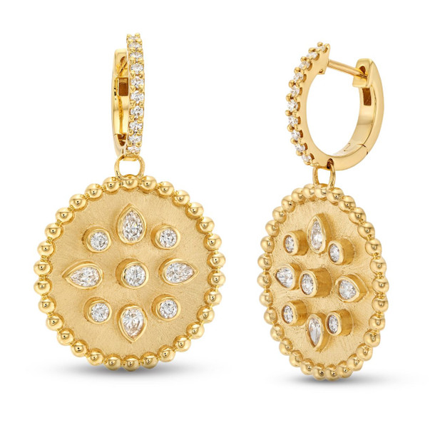 Diamond Bezel Disc Earrings