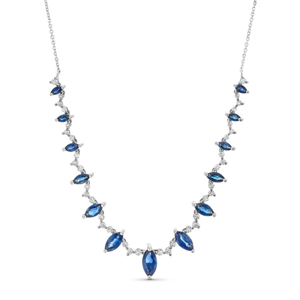 Marquise Blue Sapphire Diamond Necklace