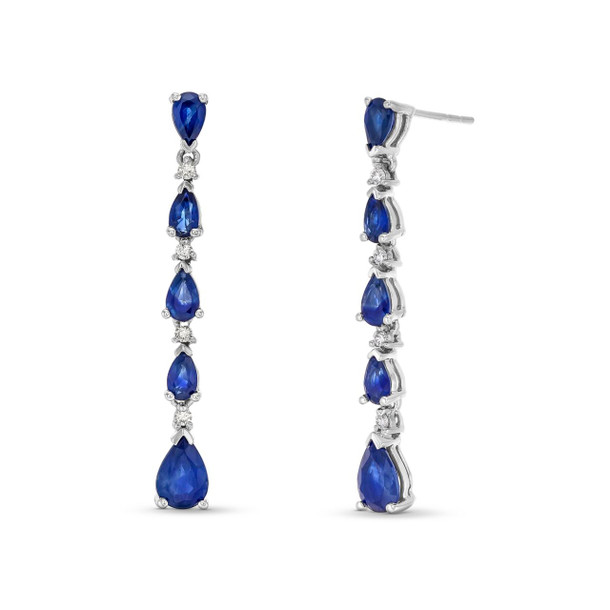 Pear Shape Blue Sapphire Diamond Earrings