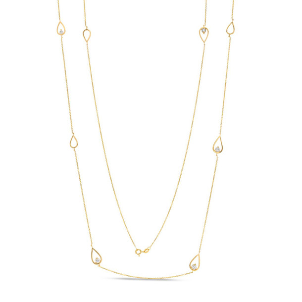 Teardrop Diamond Station Necklace