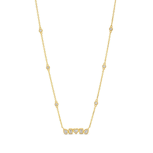 Mixed Shape Diamond Bar Pendant Necklace