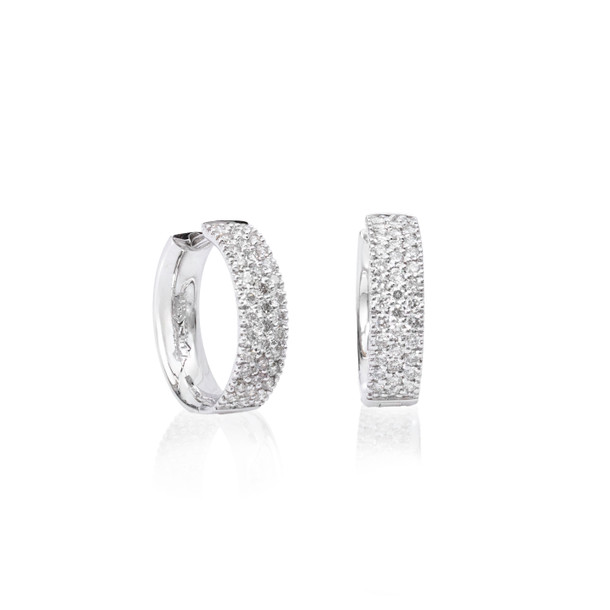 Three Row Diamond Hoop Earrings