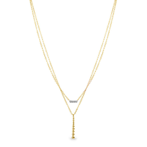 Diamond Bar Gold "V" Drop Necklace