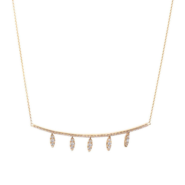 Yellow Gold Diamond Bar Station Necklace