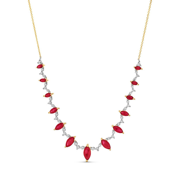 Marquise Ruby Diamond Necklace
