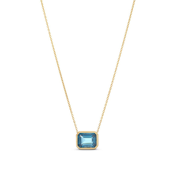 London Blue Topaz Bezel Pendant Necklace