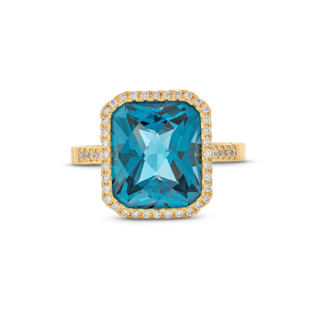 London Blue Topaz Diamond Halo Ring