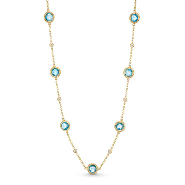 Blue Topaz Bezel Station Necklace
