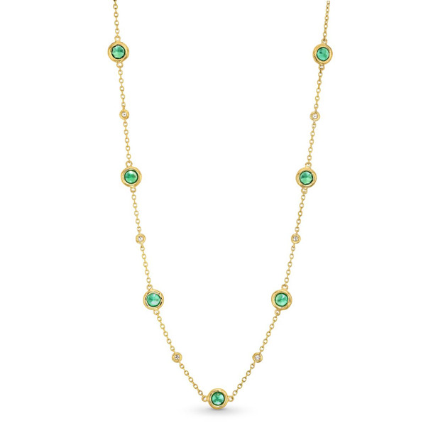Emerald Bezel Station Necklace