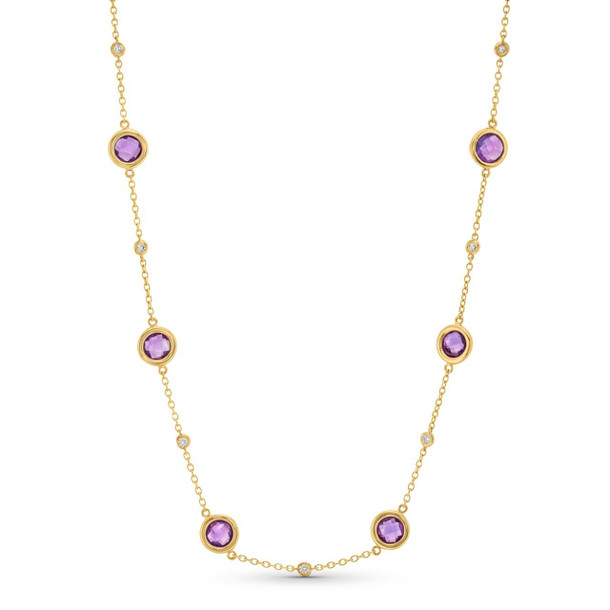 Amethyst Bezel Station Necklace