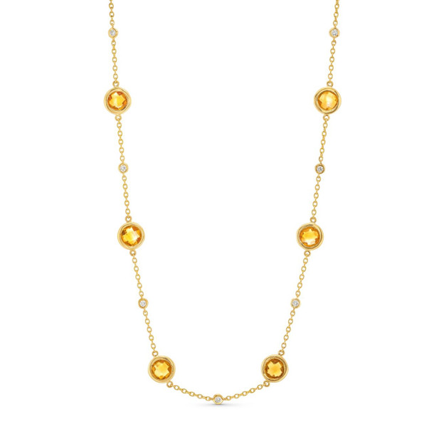 Citrine Bezel Station Necklace