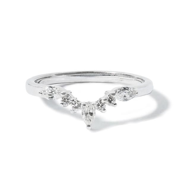 Mixed Diamond Curved Wedding Band