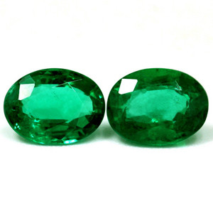 Oval 3.40tw Green Emerald Pair - #888681