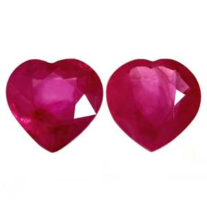 Heart 1.65tw Red Ruby Pair - #921729