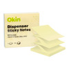 Okin Dispenser Sticky Notes 75mm x 75mm Yellow