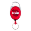Okin Retractable Snap Lock Key and ID Card Holder Red - 50 Pack
