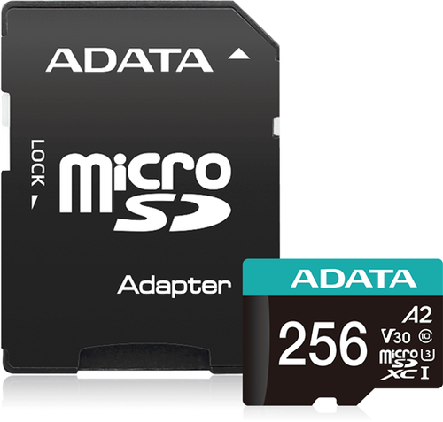 ADATA Premier Pro microSDXC UHS-I U3 A2 V30 Card with Adapter 256GB