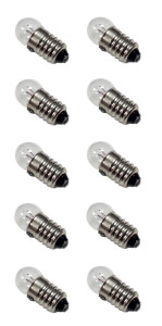 E10 Miniature Lamps or Light Bulbs, 1.5V 0.3A, Pack of 10, Small Globe E10 Miniature Lamps or Light Bulbs, 1.5V 0.3A, Pack of 10, Small Globe