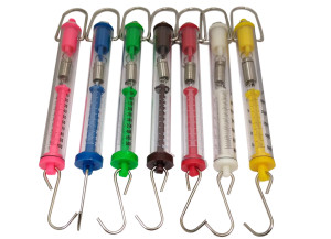 Spring Scales, Set of 7, 100g - 5,000g (1N - 50N) Spring Scales, Set of 7, 100g - 5,000g (1N - 50N)