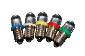 E10 Miniature LED Lamps or Light Bulbs, 3V 0.02A, Pack of 5 E10 Miniature LED Lamps or Light Bulbs, 3V 0.02A, Pack of 5