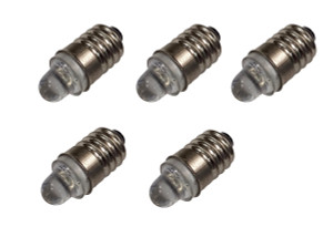 E10 Miniature LED Flashlight Lamps or Light Bulbs, 3V 0.02A, Pack of 5 E10 Miniature LED Flashlight Lamps or Light Bulbs, 3V 0.02A, Pack of 5