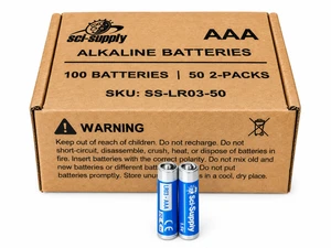 Sci-Supply Bulk AAA Alkaline Shrink-Wrapped 2 Pack Batteries