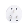A white multifunctional AU travel adapter with three metal pins. It includes a branding logo on the surface.